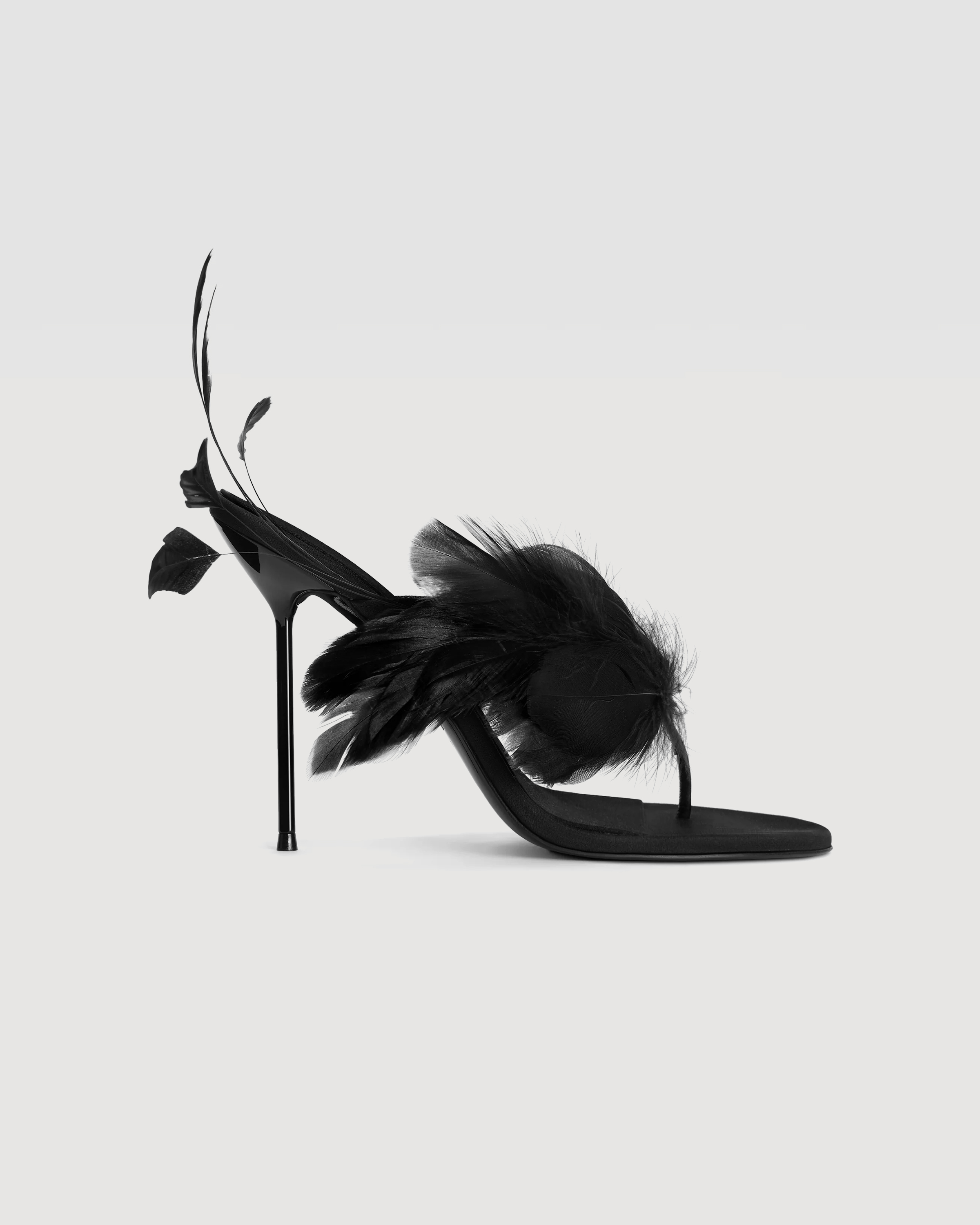 Thong mule with feather